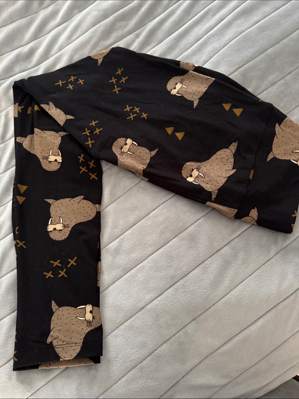 LuLaRoe Black Leggings with Brown Walrus Print